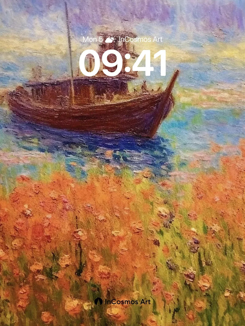 Golden Bloom Wallpaper with Floating Vessel