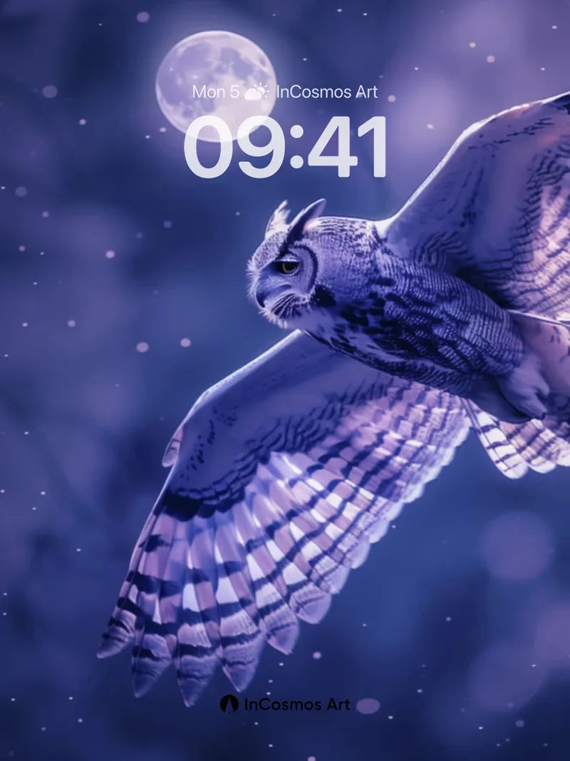 Moonlit Flight Wallpaper with Feathered Shadows