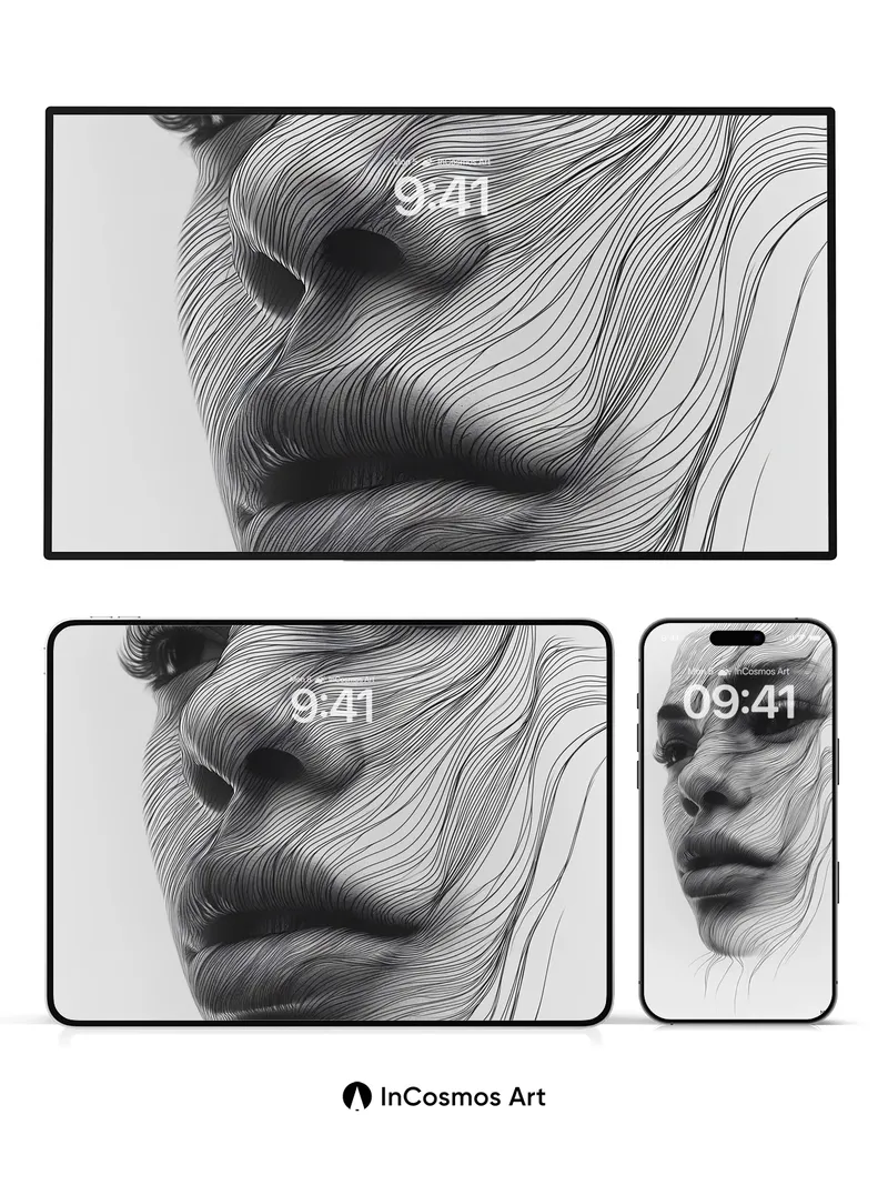 Whispering Lines Wallpaper with Face of Motion