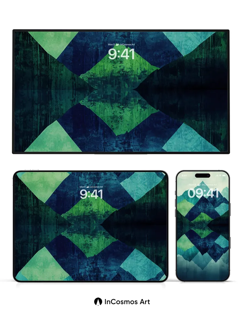 Cobalt Mirage Wallpaper with Geometric Peaks