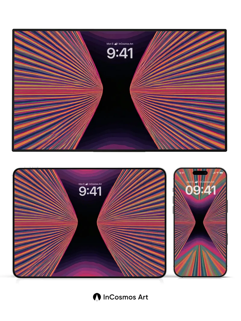 Neon Mirage Wallpaper with Cosmic Lines