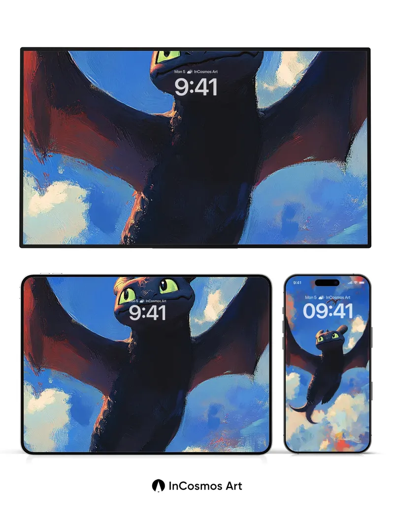 Skyward Flight Wallpaper with Dragon's Gaze