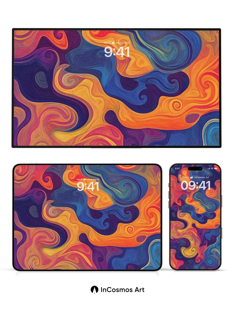 Cosmic Flame Wallpaper with Swirling Vortexes