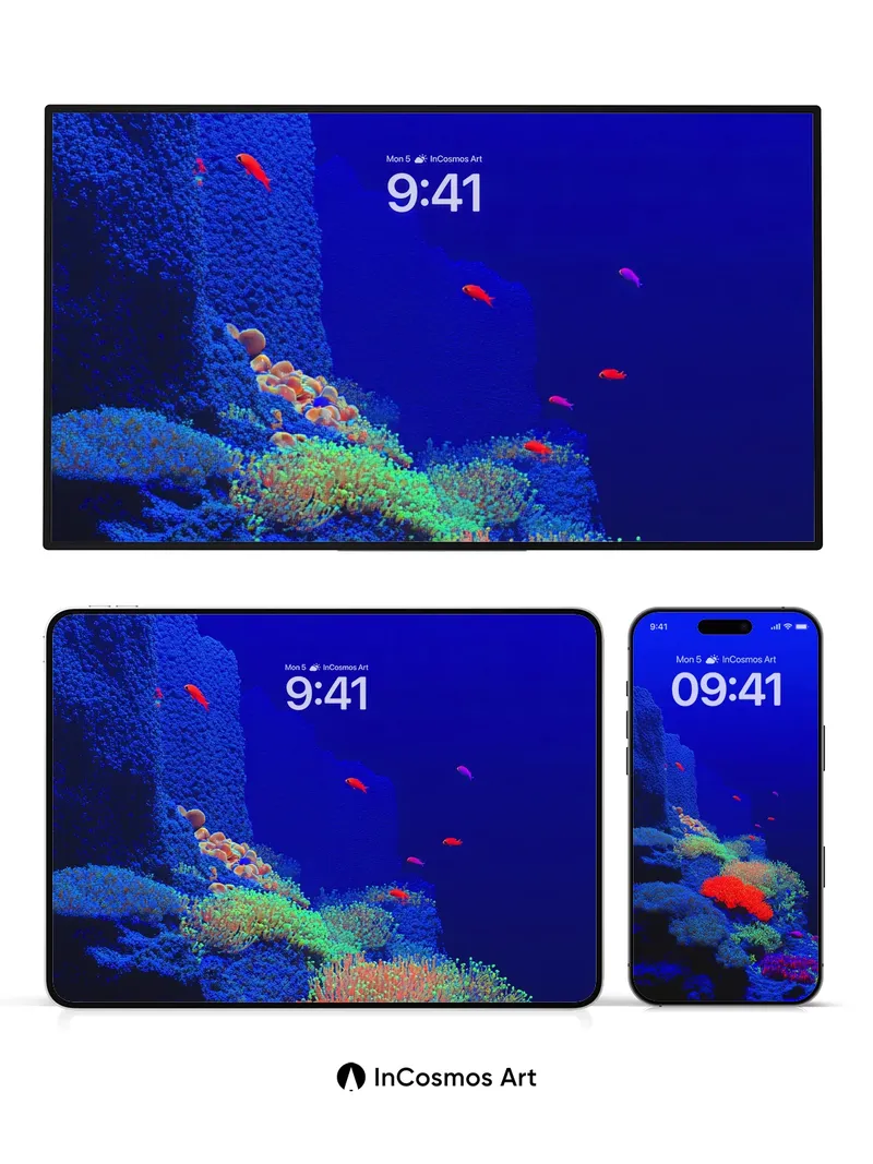 Neon Abyss Wallpaper with Living Coral