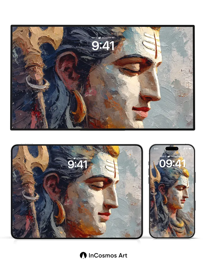 Serene Trishul Wallpaper with Cosmic Hair