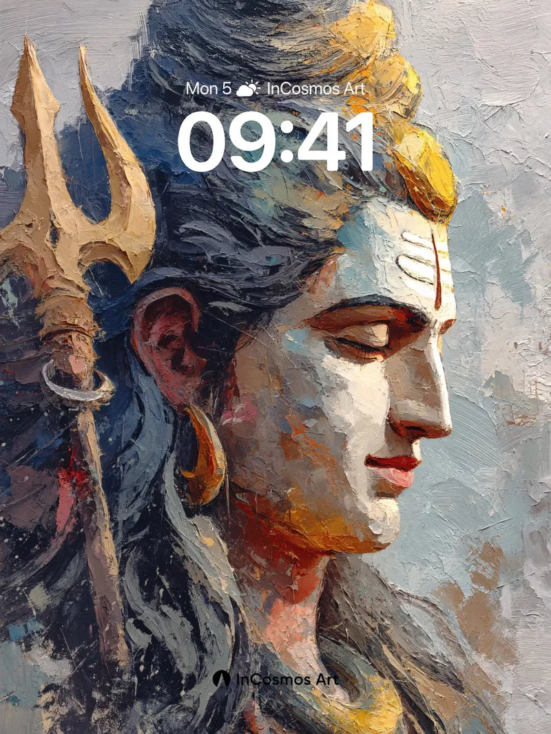 Serene Trishul Wallpaper with Cosmic Hair