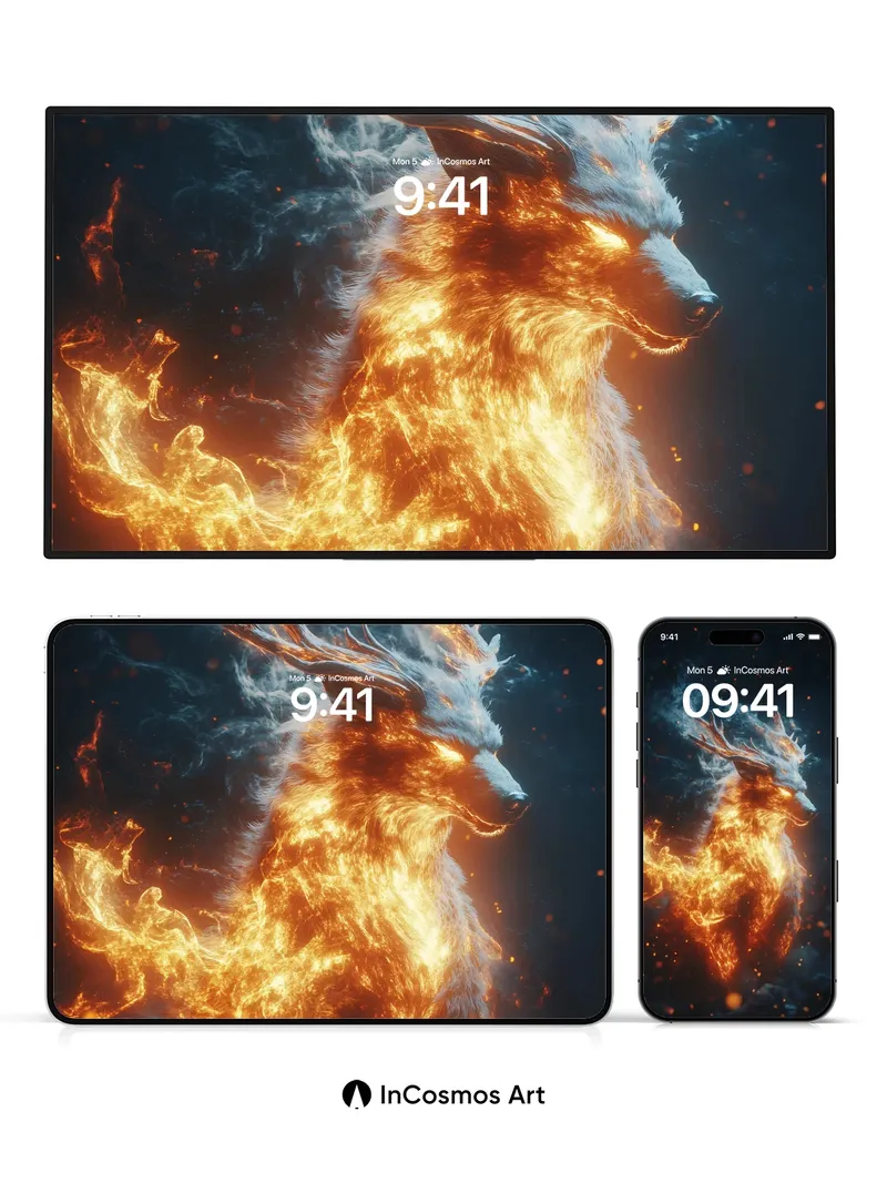 Blazing stag wallpaper with ember breath