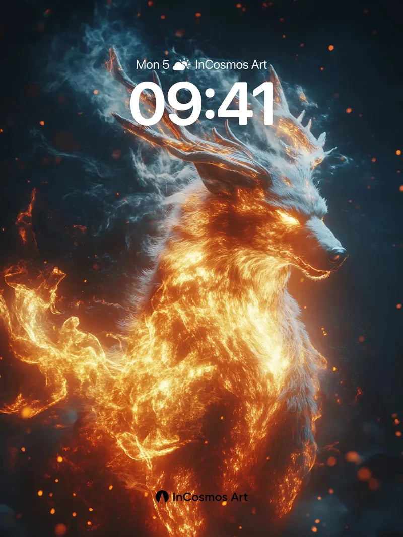 Blazing stag wallpaper with ember breath