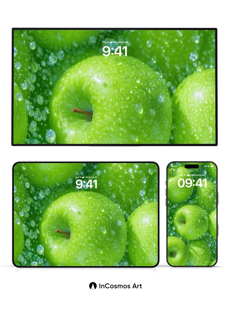 Luminous Dewdrop Wallpaper with Apple Skin Texture