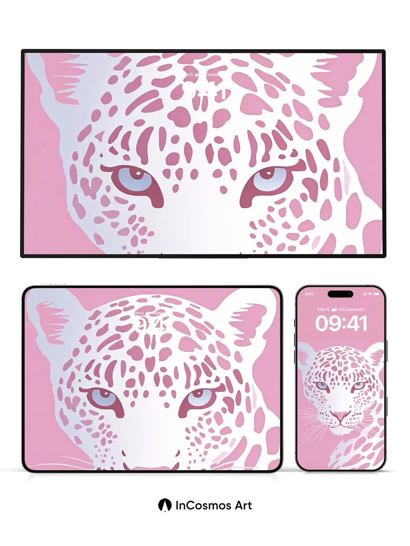 Pink Mirage Wallpaper with Leopard's Gaze
