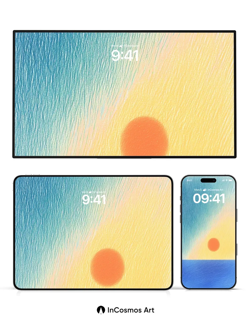 Serene Horizon Wallpaper with Sunlit Strokes