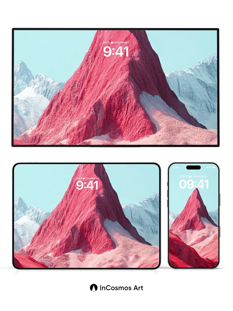 Crimson Summit Wallpaper with Frozen Light