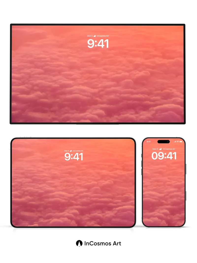 Crimson Horizon Wallpaper with Floating Clouds