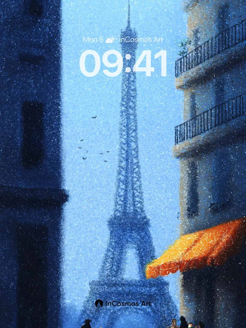 Frost-Kissed Paris Wallpaper with Eiffel Silhouette