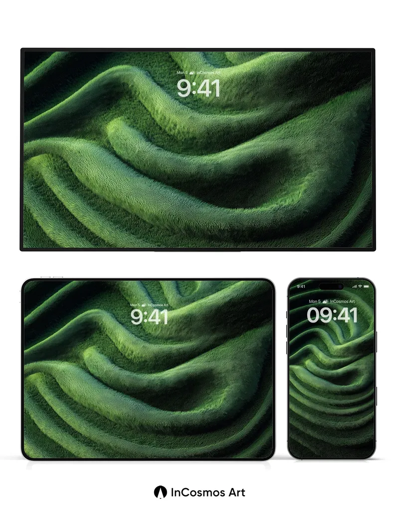 Emerald Wave Wallpaper with Velvet Depth