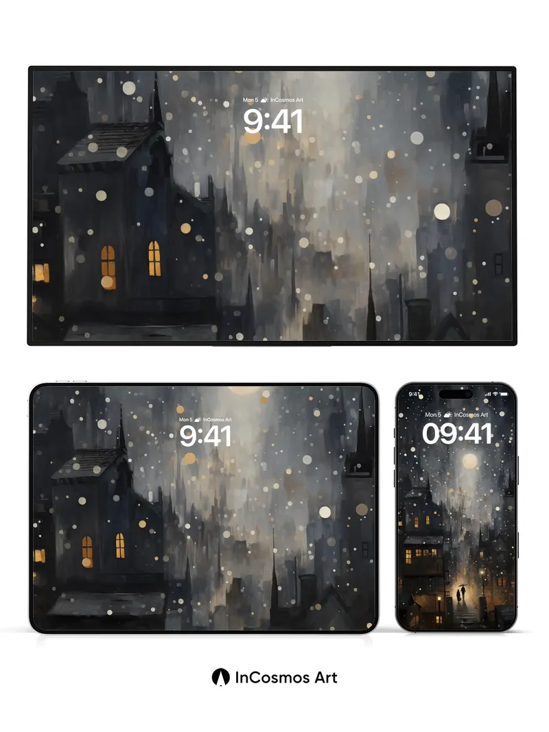 Moonlit Whispers Wallpaper with Falling Light