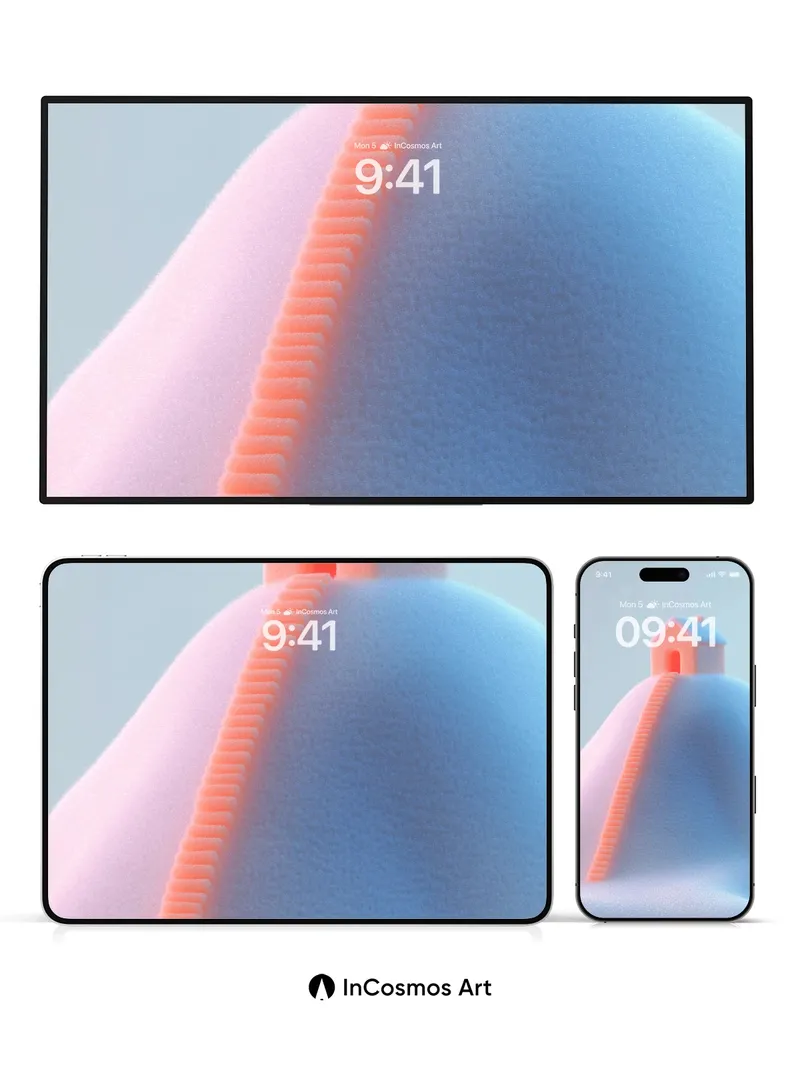 Soft Glow House Wallpaper with Gradient Hill