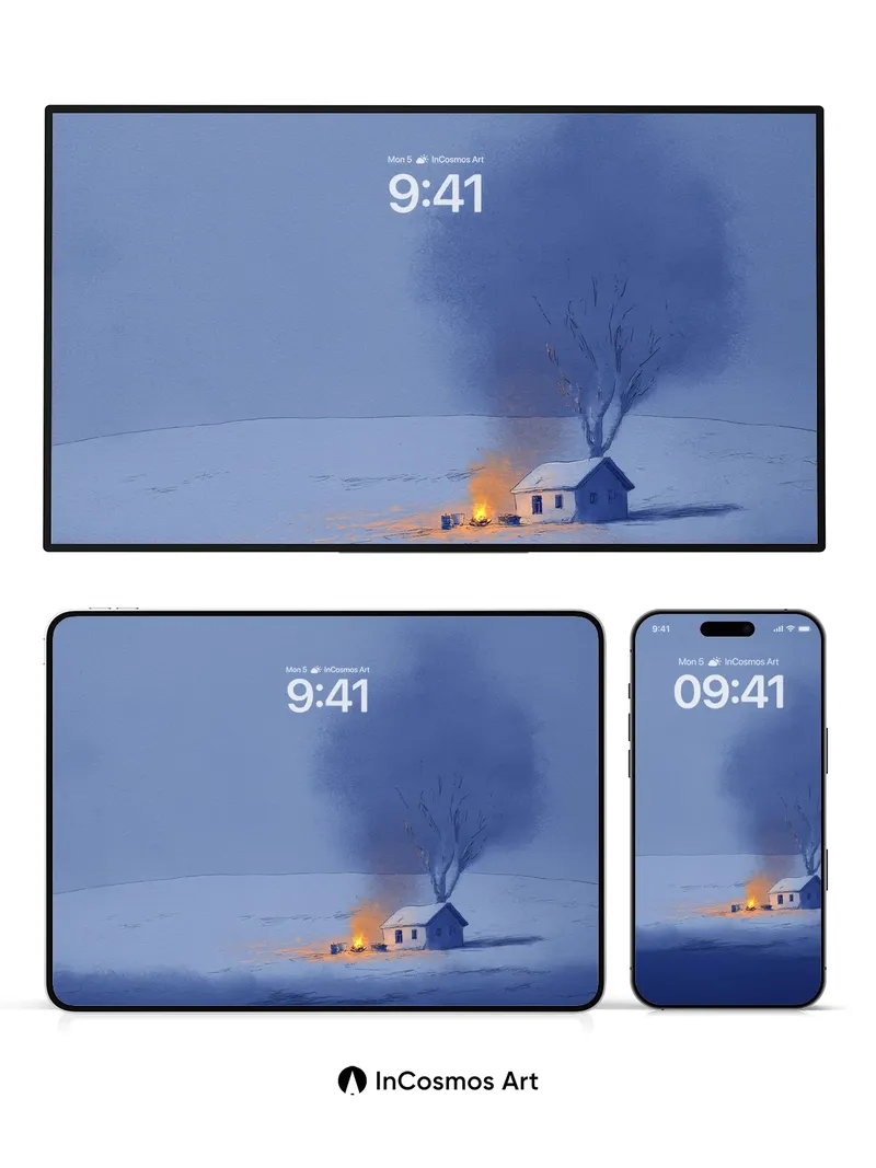 Frostbound Ember Wallpaper with Whispering Smoke