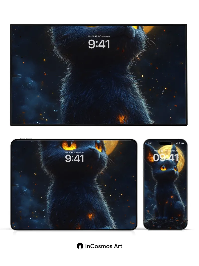 Lunar Shadow Wallpaper with Ember Eyes