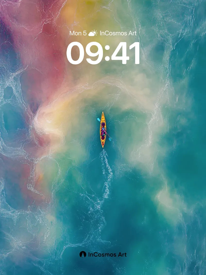 Surreal Currents Wallpaper with Floating Kayak