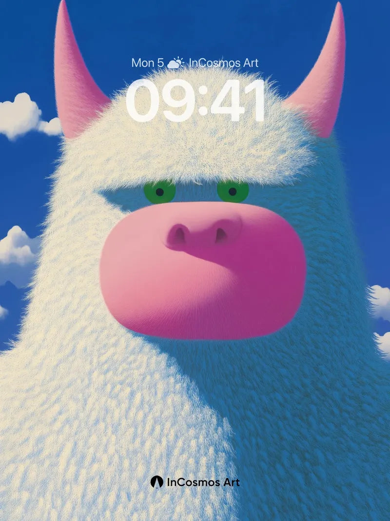 Playful Frost Beast Wallpaper with Pink Horns wallpaper for iPhone, iPad & Mac
