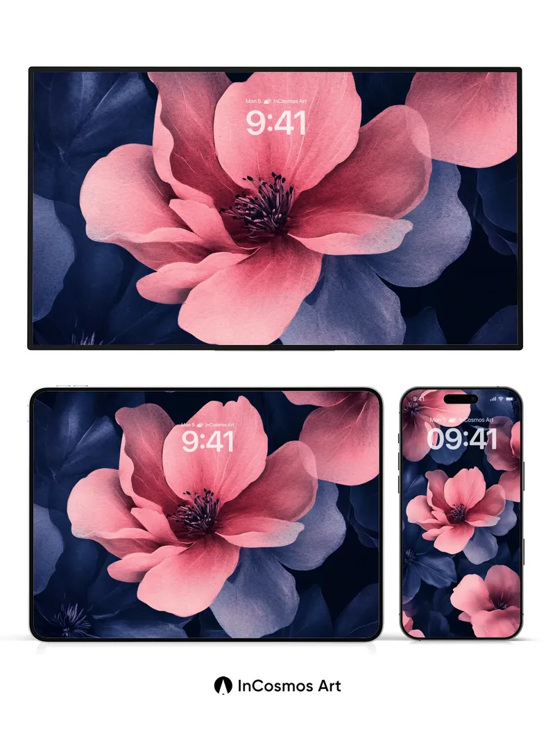 Velvet Bloom Wallpaper with Midnight Petals