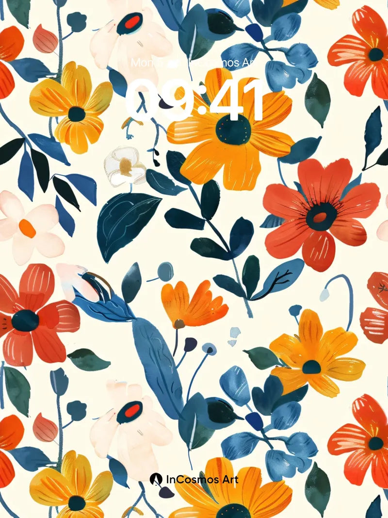Sunlit Garden Wallpaper with Painted Petals