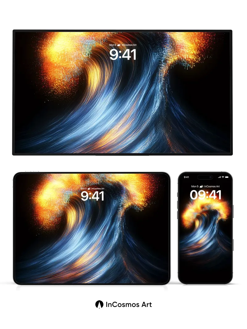 Cosmic Surge Wallpaper with Fiery Crest