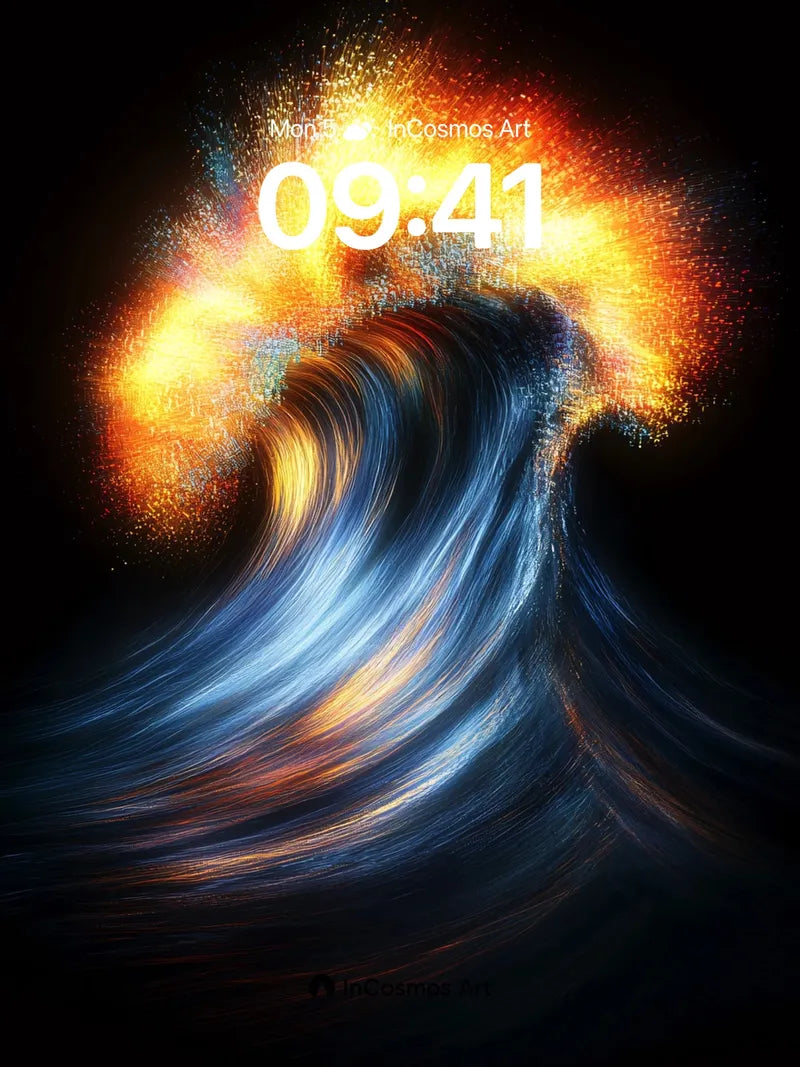 Cosmic Surge Wallpaper with Fiery Crest