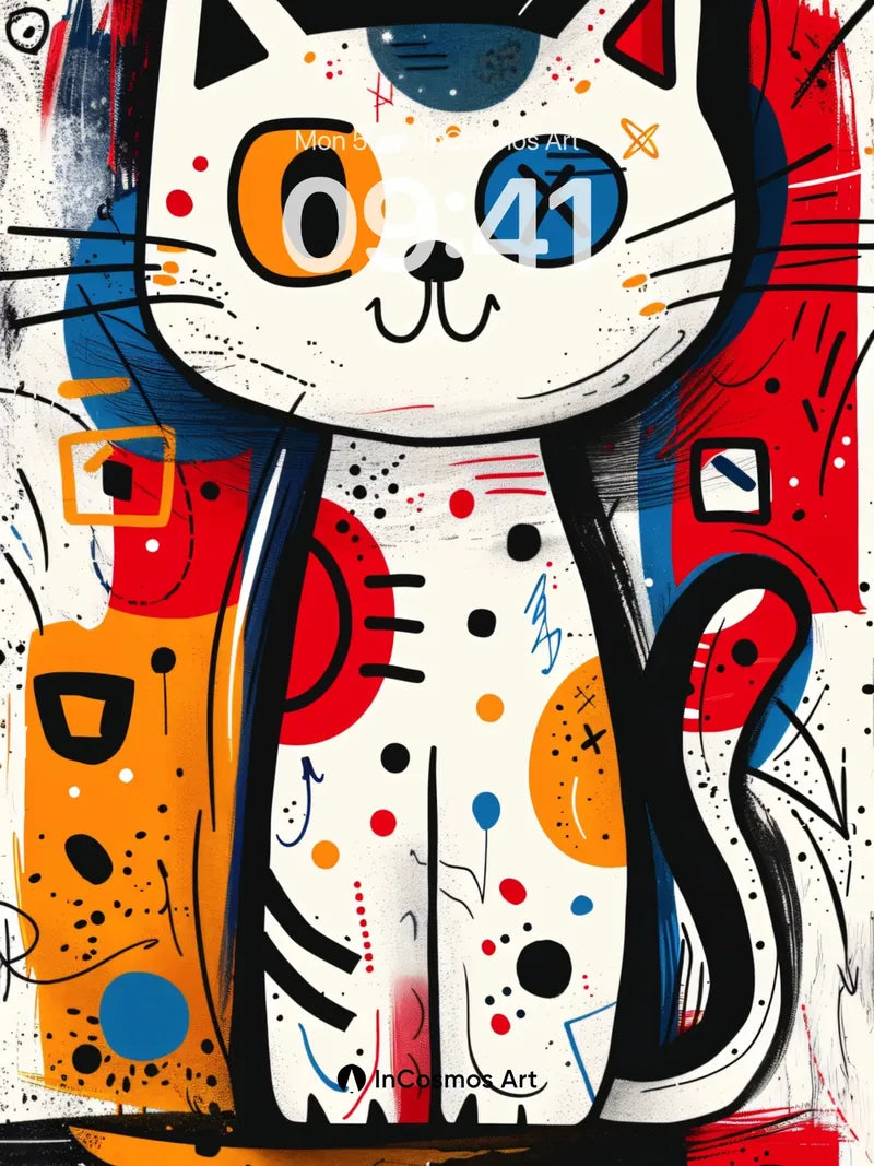 Playful Chaos Wallpaper with Whimsical Cat wallpaper for iPhone, iPad & Mac
