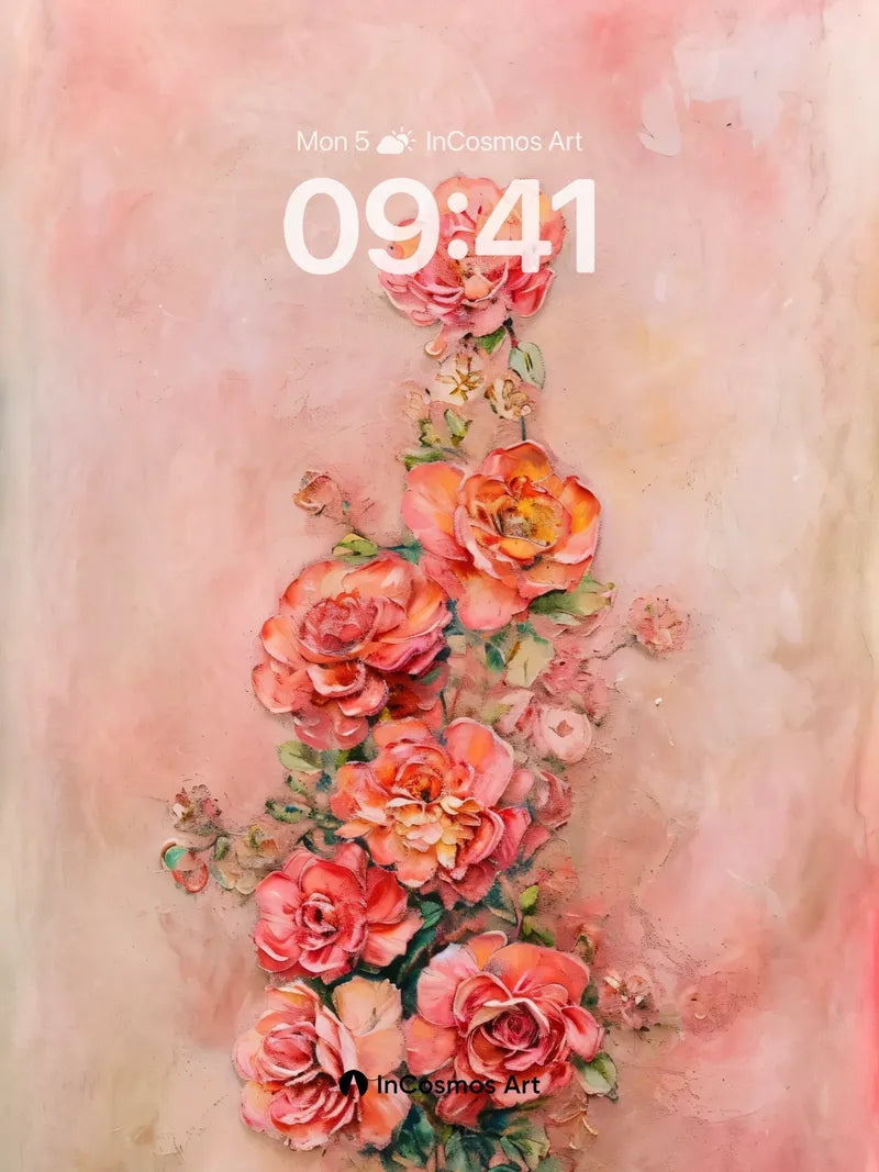 Crimson Veil Wallpaper with Rose Cascade