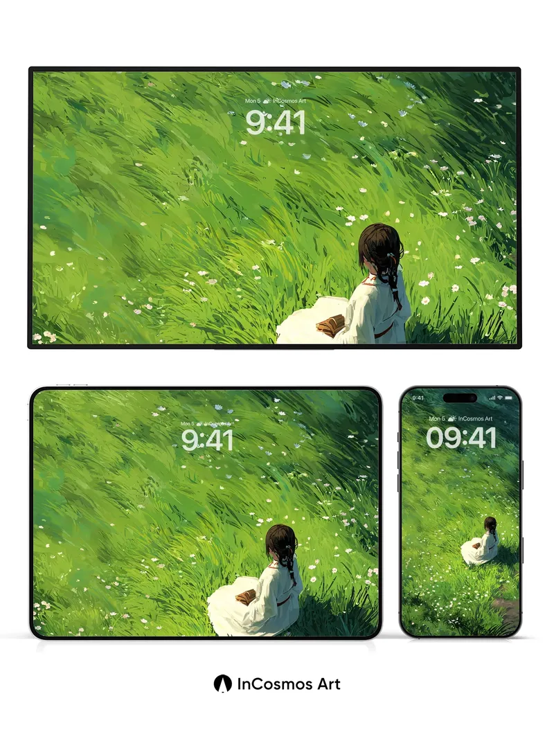 Solitary Meadow Wallpaper with Soft Petals