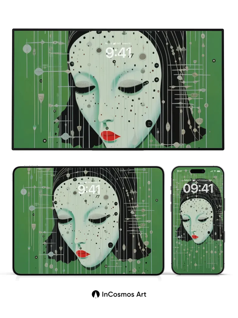 Serene Circuit Wallpaper with Dotted Veil