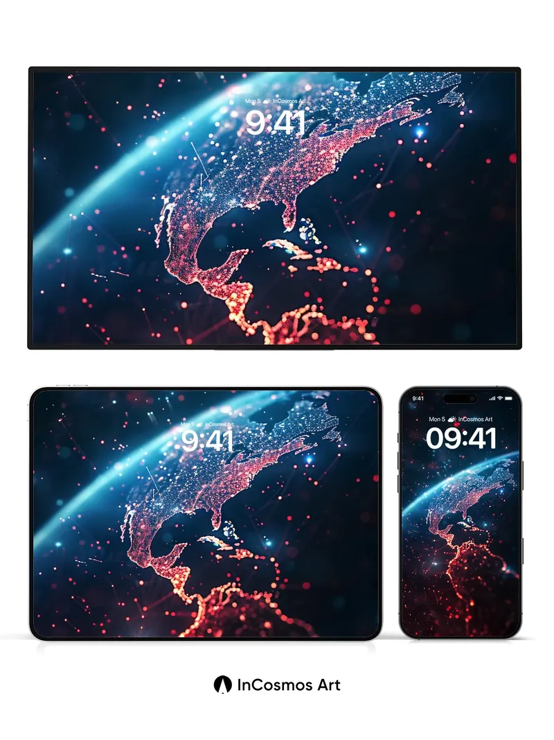 Neon Pulse Wallpaper with Cosmic Threads