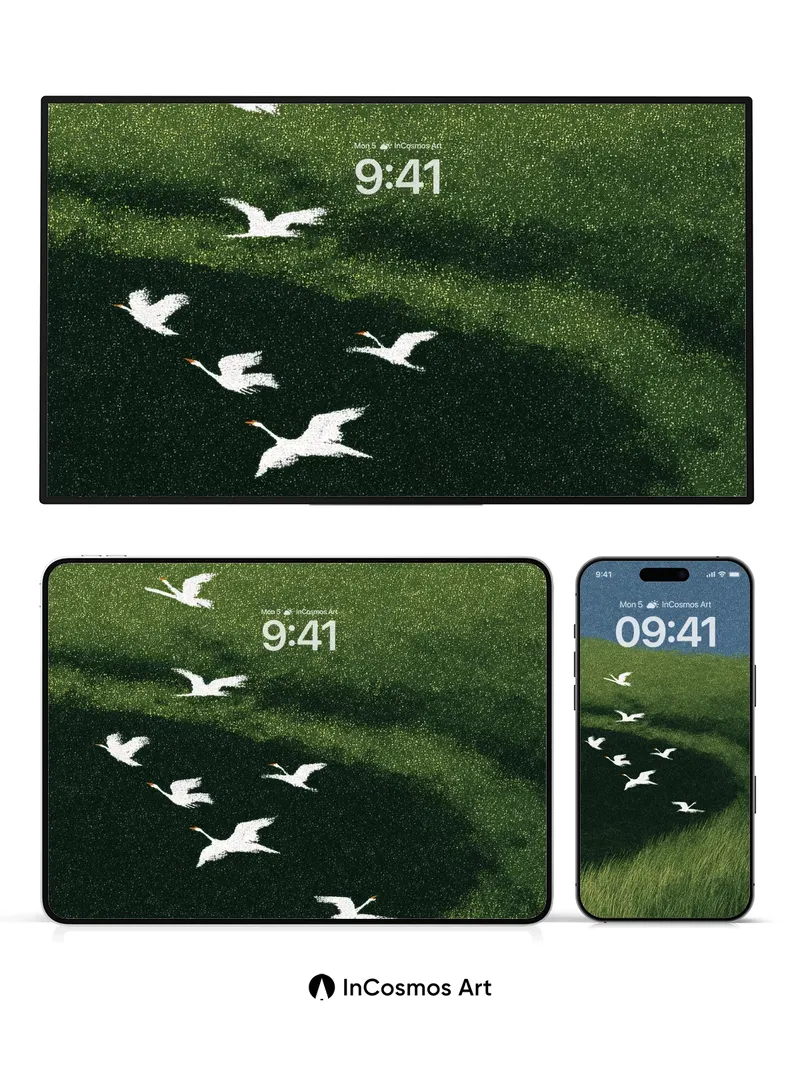 Serenity Flight Wallpaper with Whispering Grass