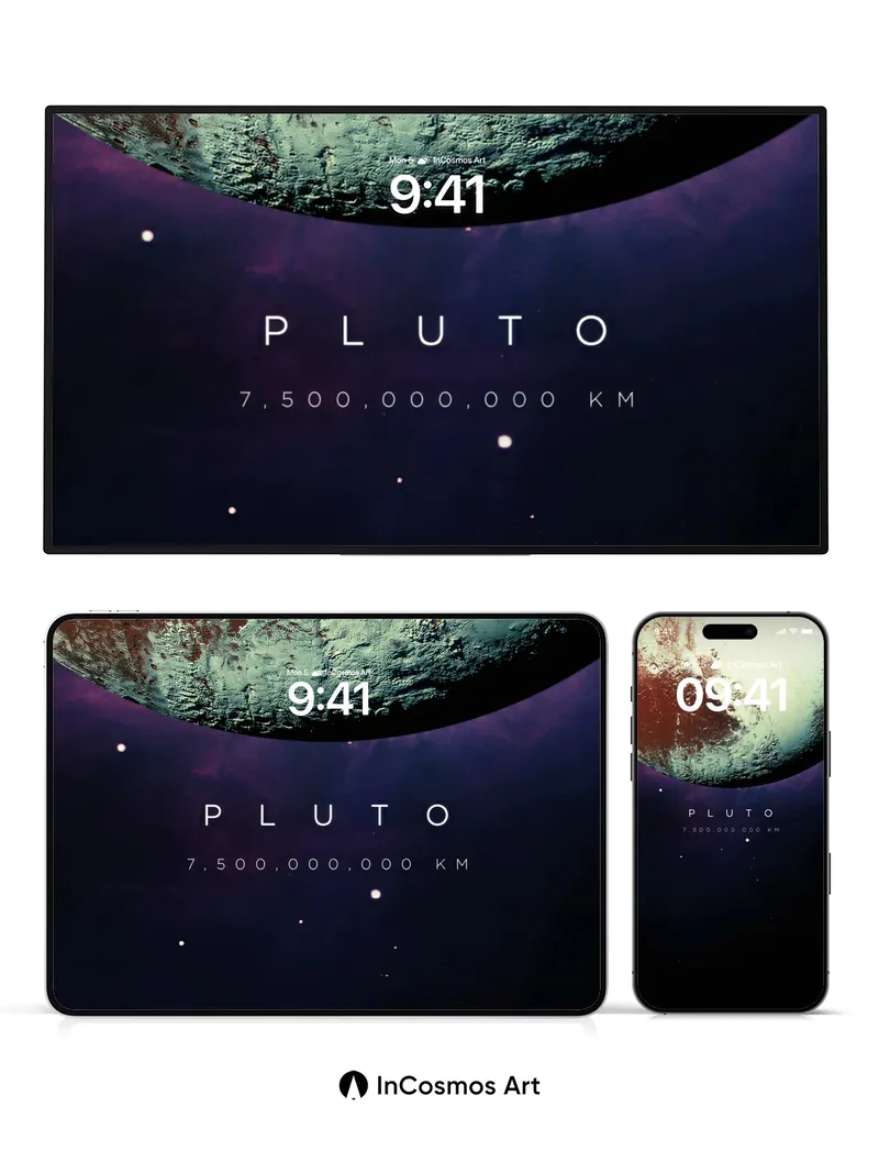 Cosmic Silence Wallpaper with Pluto's Crimson Veil