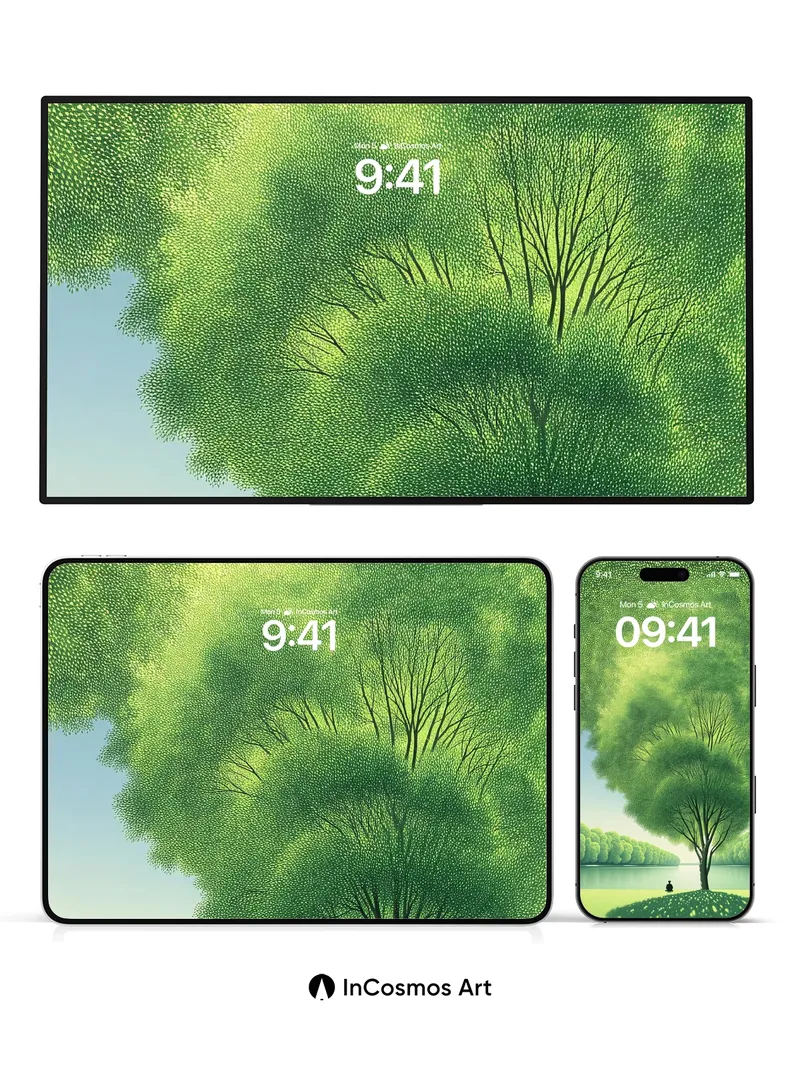 Serenity Tree Wallpaper with Dappled Light