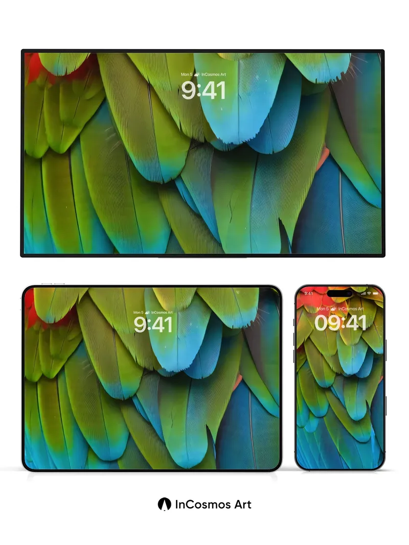 Rainbow Feather Wallpaper with Living Hues