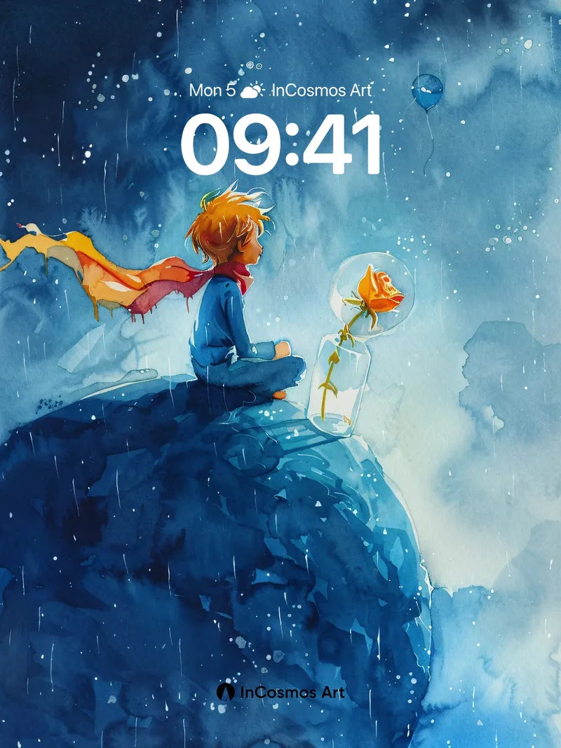 Starry Solitude Wallpaper with Floating Rose wallpaper for iPhone, iPad & Mac