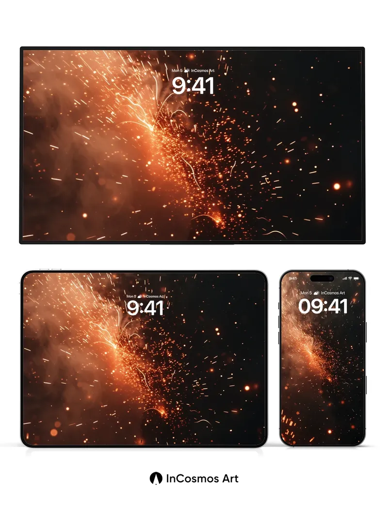 Ember Storm Wallpaper with Cosmic Drift