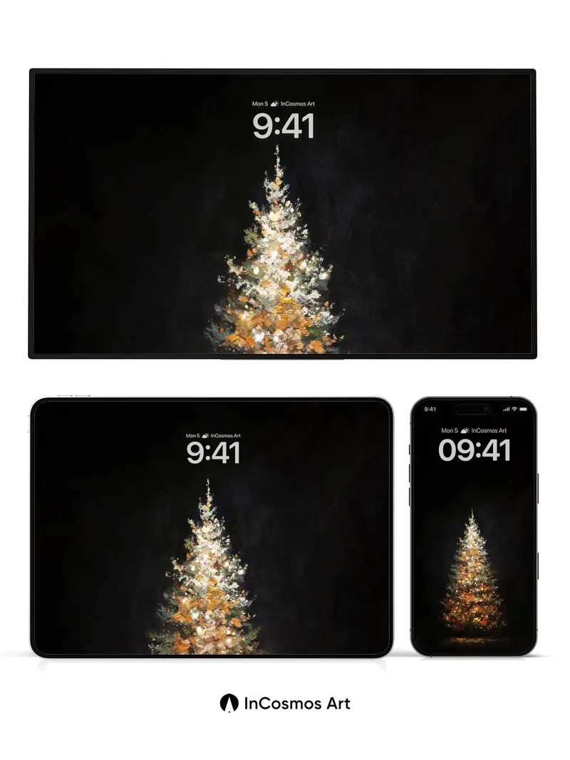 Luminous Solitude Wallpaper with Golden Ember Trails