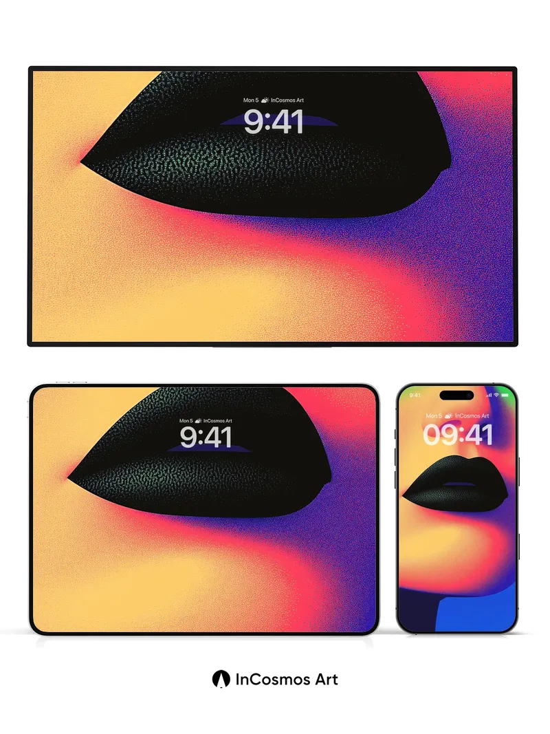 Neon Pulse Wallpaper with Velvet Lips