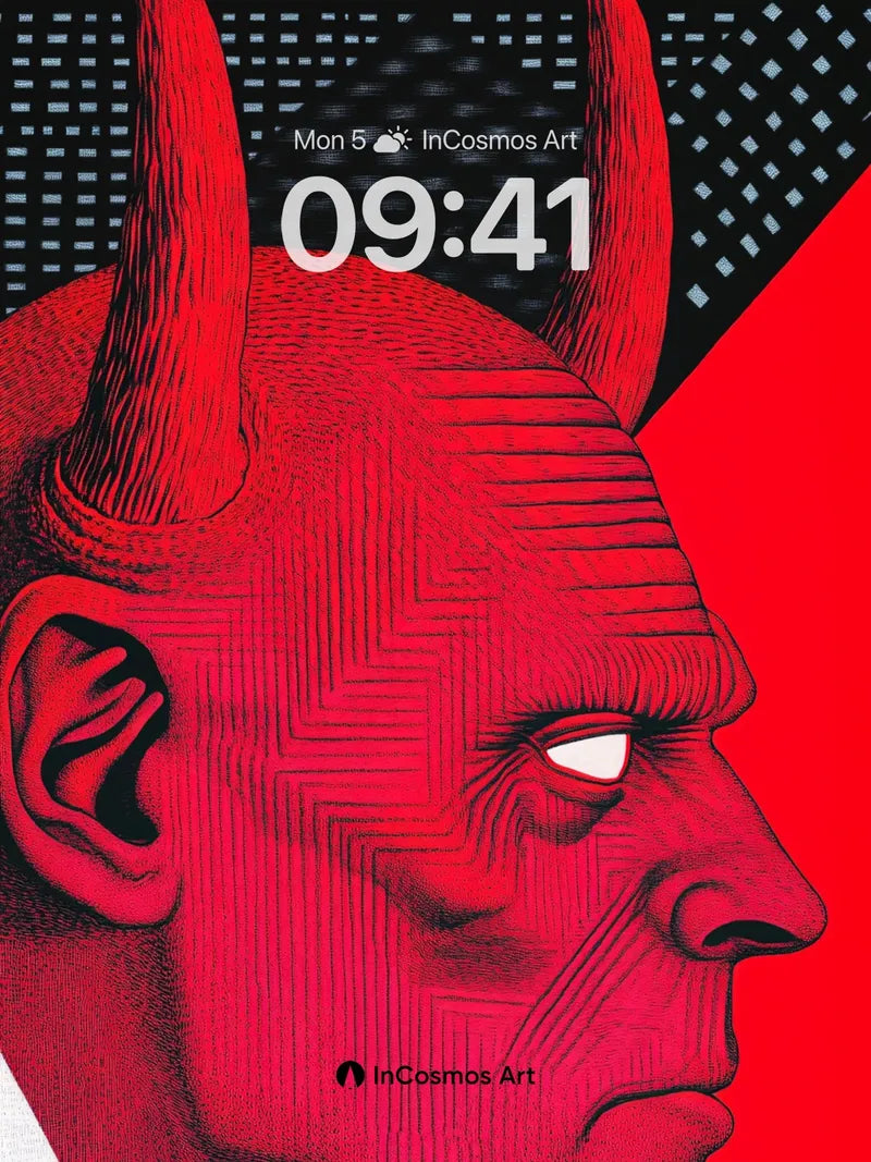 Crimson Circuit Wallpaper with Horned Profile