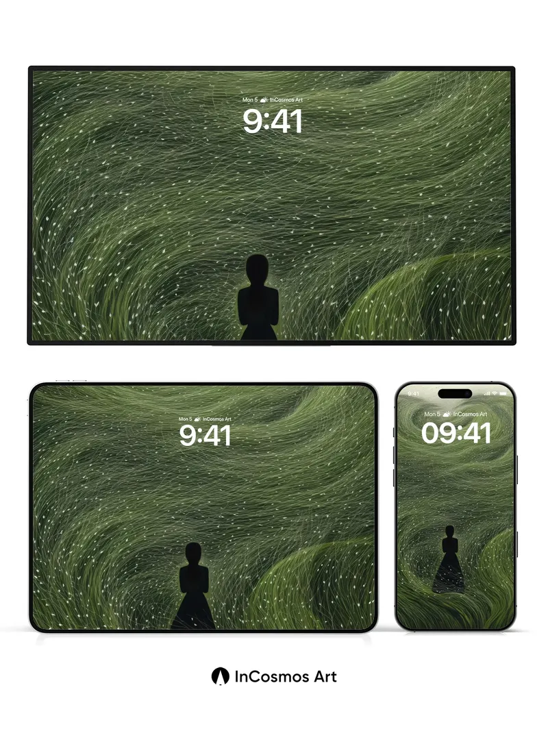 Whispering Vine Wallpaper with Starlit Threads