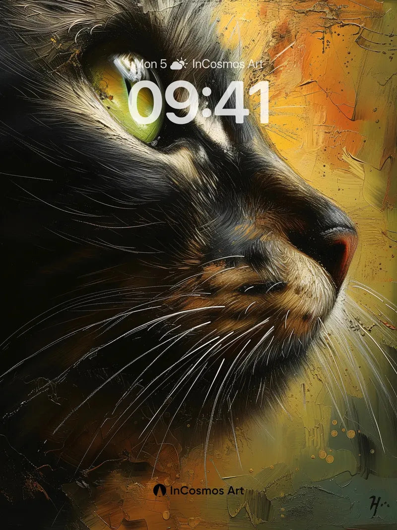 Whispering Shadow Wallpaper with Emerald Gaze