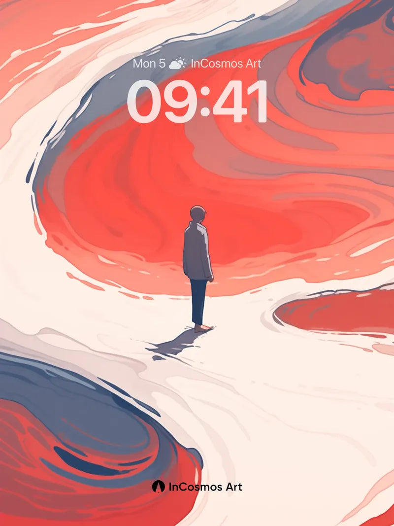 Surreal Currents Wallpaper with Floating Solitude