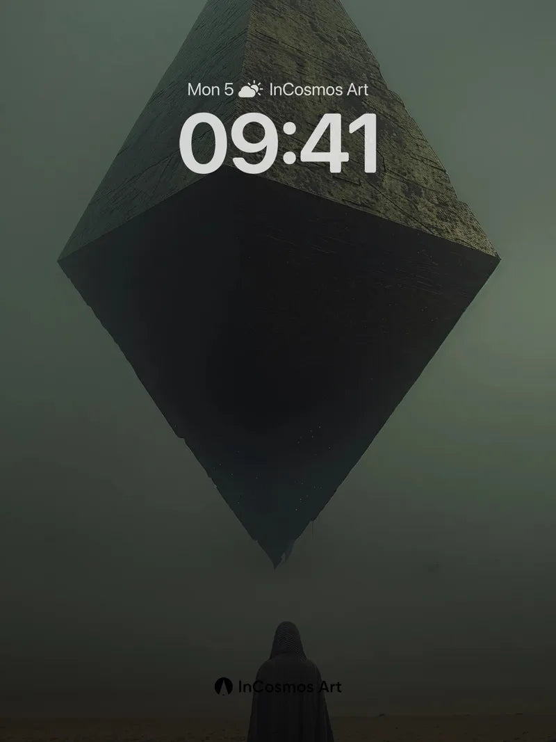 Mystic Void Wallpaper with Floating Pyramid wallpaper for iPhone, iPad & Mac