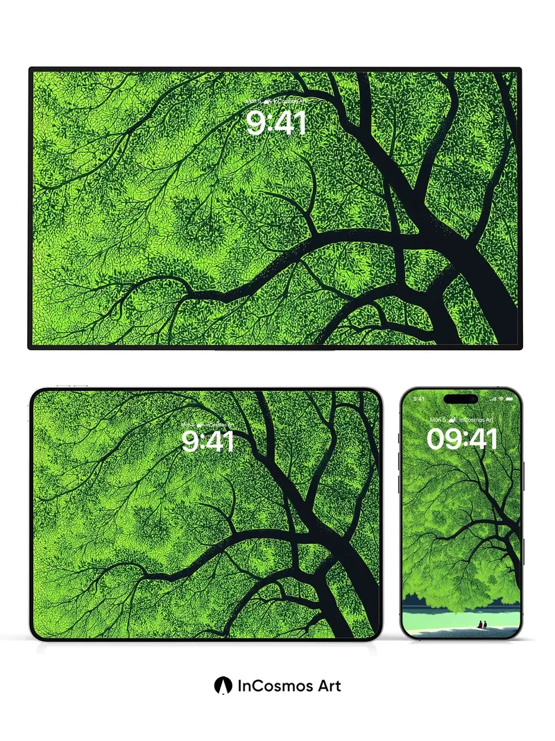 Serenity Under Canopy Wallpaper with Whispering Leaves