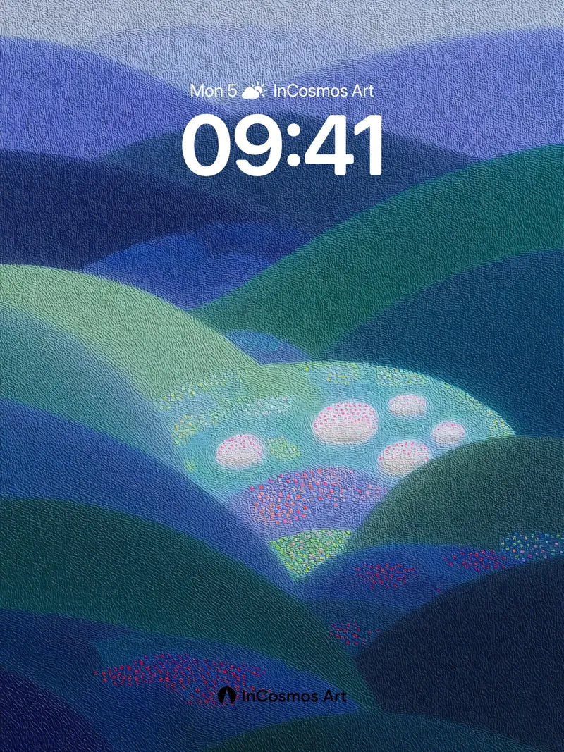 Luminous Valley Wallpaper with Polka-Dot Fungi