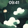 Nocturnal Lotus Wallpaper with Floating Clouds wallpaper for iPhone, iPad & Mac